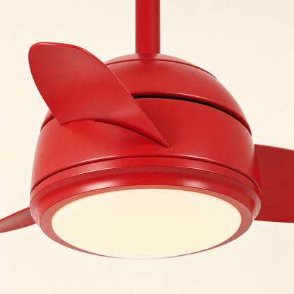 Red Compact Ceiling Fan with Light - FAN930-02
