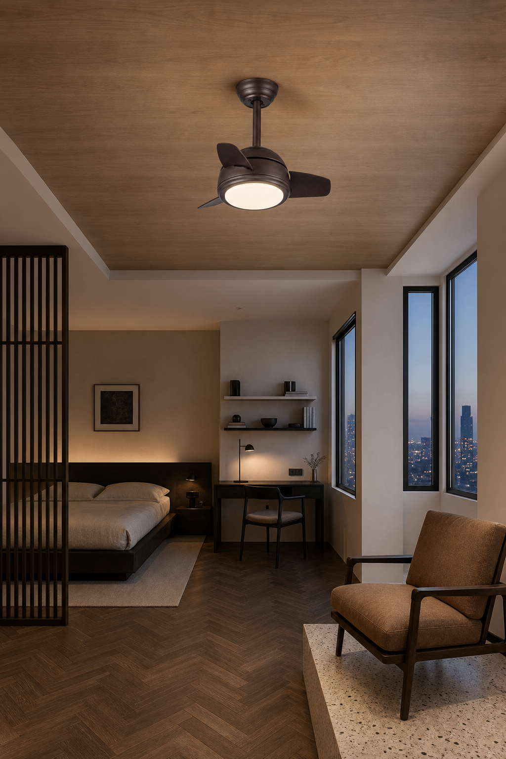 
Brown Compact Ceiling Fan with Light - FAN930-05